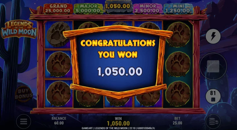 Legends of the Wild Moon - total Free Spins win
